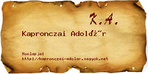 Kapronczai Adolár névjegykártya