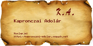 Kapronczai Adolár névjegykártya